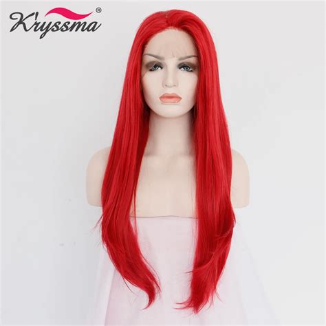 Buy Long Red Wig Natural Straight Synthetic Lace Front