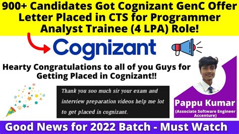 900 Candidates Got Offer Letter Placed In Cognizant Hiring