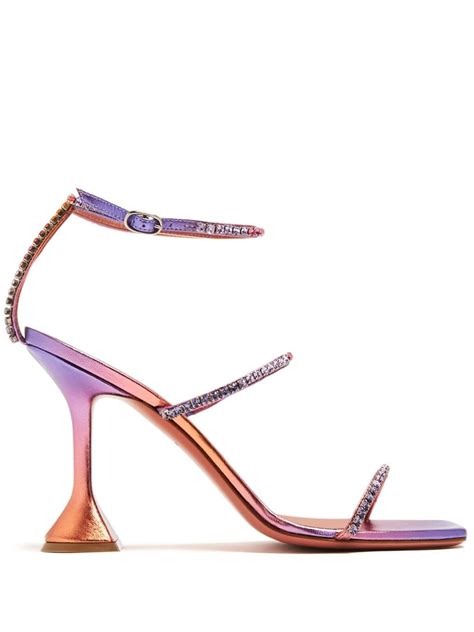 Amina Muaddi Gilda Mm Crystal Embellished Sandals Purple Farfetch