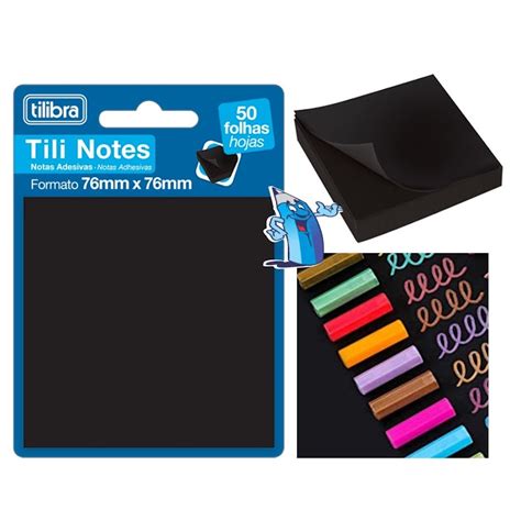 Bloco Adesivo Tili Notes X Mm Preto Tilibra Shopee Brasil