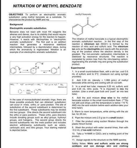 Solved NITRATION OF METHYL BENZOATE OBJECTIVES To Perform Chegg