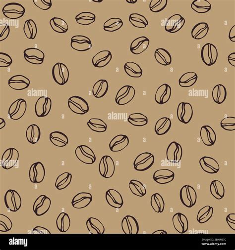 Coffee Beans Seamless Pattern Seeds Of Coffee Randomly Placed On Brown