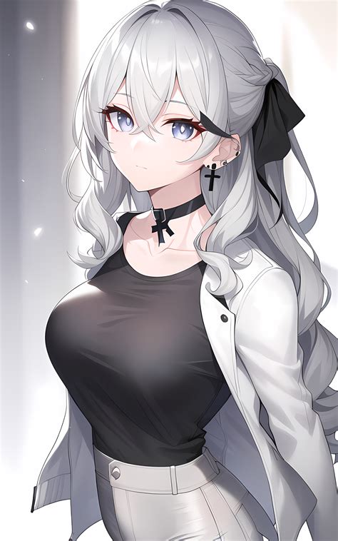 Anime Girl With Silver Eyes White Hair