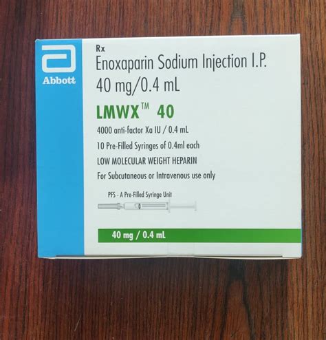 40 Mg 0 4 Ml LMWX 40mg Enoxaparin Sodium Injection At Rs 180 Box In