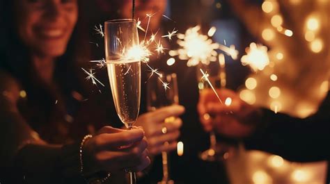 Premium Photo Group Of Friends Celebrating New Years Eve With