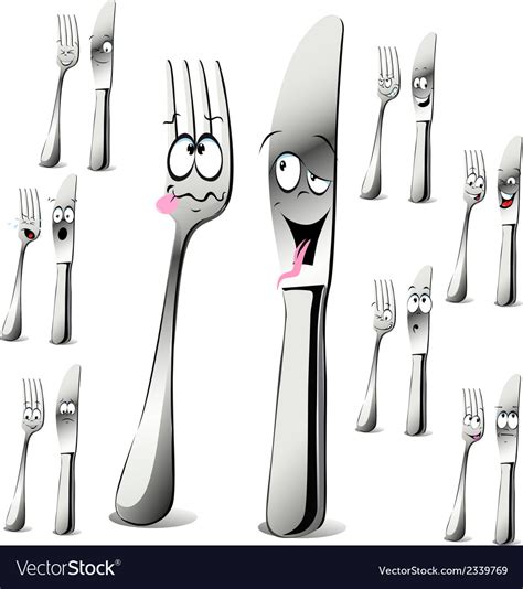 Fork and knife cartoon Royalty Free Vector Image