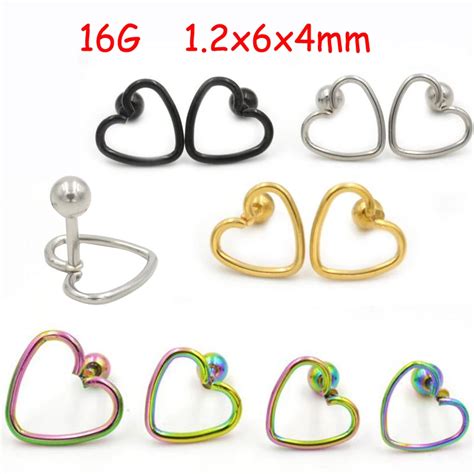 Buy Isayoe 2 Pieces 16g Stainless Steel Hollow Heart