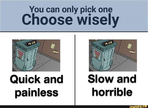 You Can Only Pick One Choose Wisely Quick And Slow And Painless