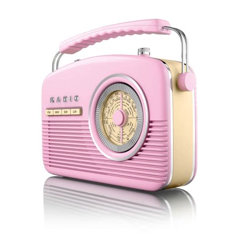 Akai Vintage 50s Style Portable Retro Amfm Radio Pink Electronics Zavvi