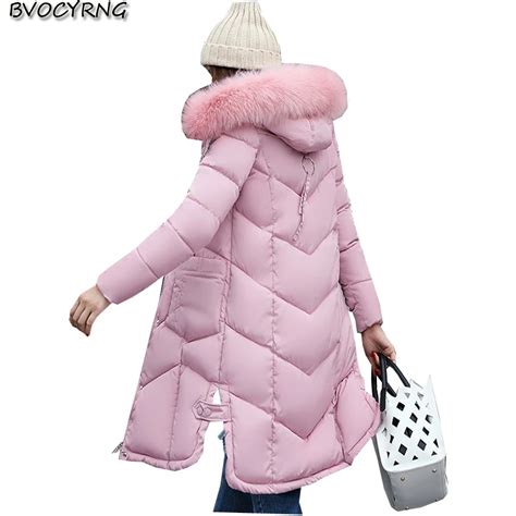 New Winter Women Eiderdown Cotton Long Style Jacket Coat Heavy Hair Collar Thickening Outerwear