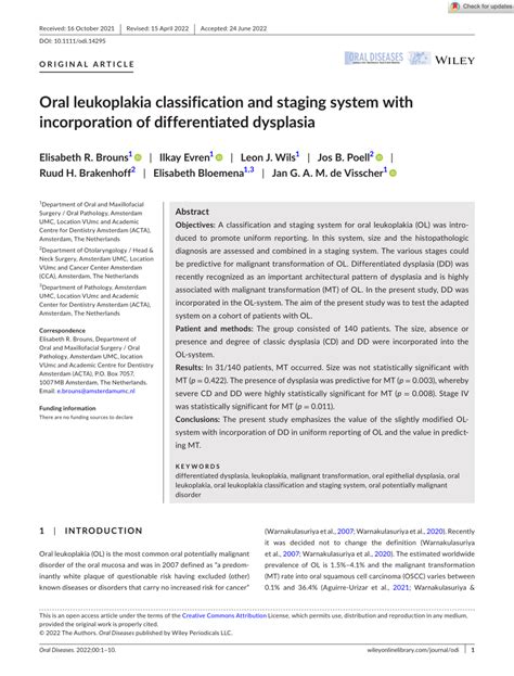 Pdf Oral Leukoplakia Classification And Staging System With