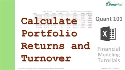 Calculate Stock Portfolio Returns And Turnover In Excel Financial