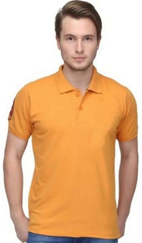 Yellow Mens Collar Cotton T Shirt Size Xxl At Rs 130 Piece In