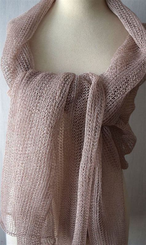 Linen Scarf Pale Pink Nude Shawl Knitted Natural Summer Wedding Wrap