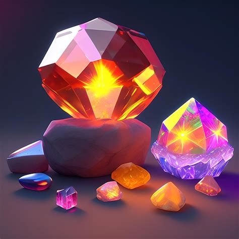 Premium Photo Magic Crystal Light And Gem Stones