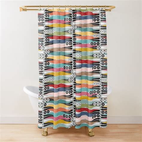 A Colorful Shower Curtain With An Abstract Design