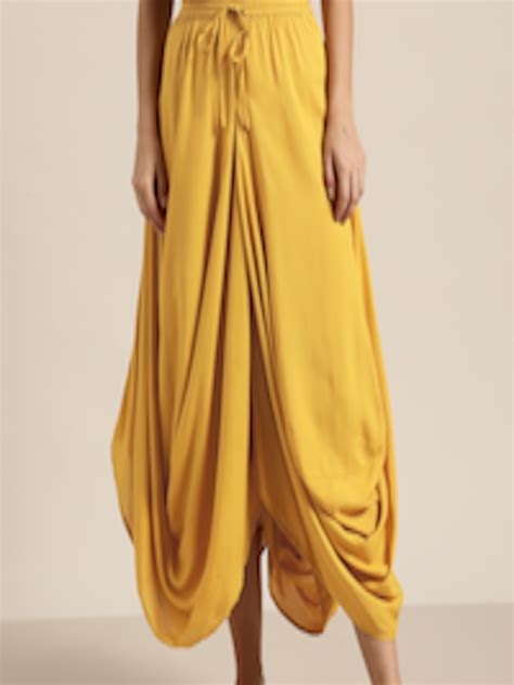 Buy Shae By SASSAFRAS Mustard Yellow Liva Dhoti Style Skirt Skirts