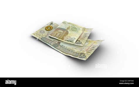 3d Rendering Of Double 20 Bahrain Dinar Notes With Shadows On White