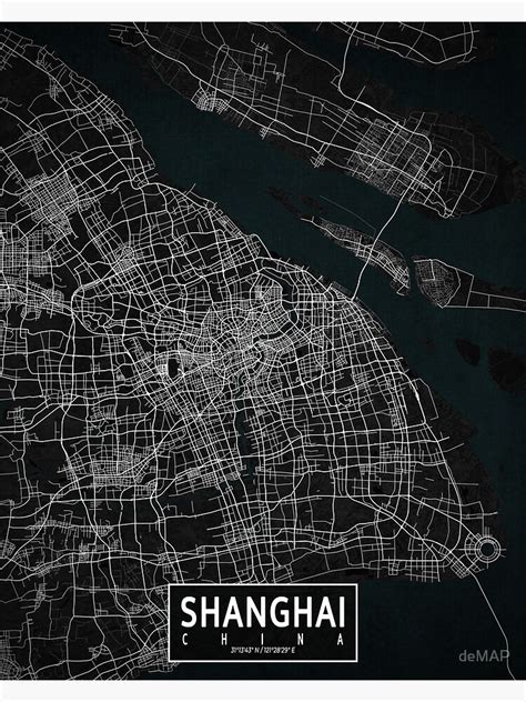 Shanghai City Map Of China Dark Poster For Sale By Demap Artofit