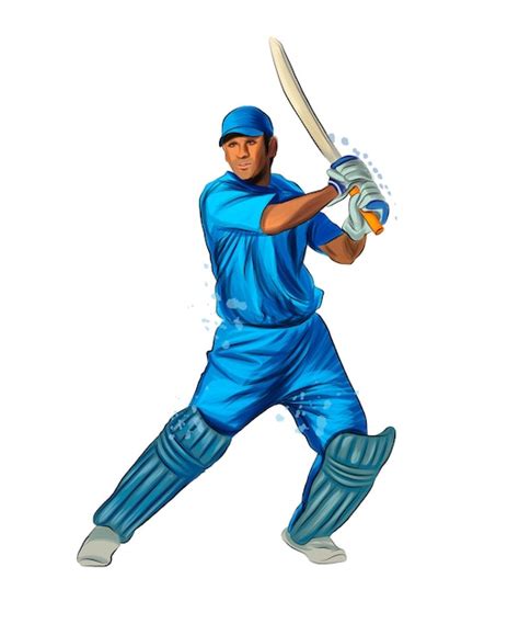 Premium Vector Abstract Batsman Playing Cricket From Splash Of