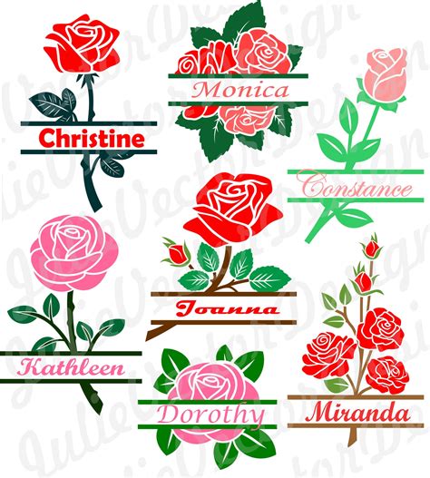 Flower Split Monogram Frames Svg Flower Svg Files Floral Etsy