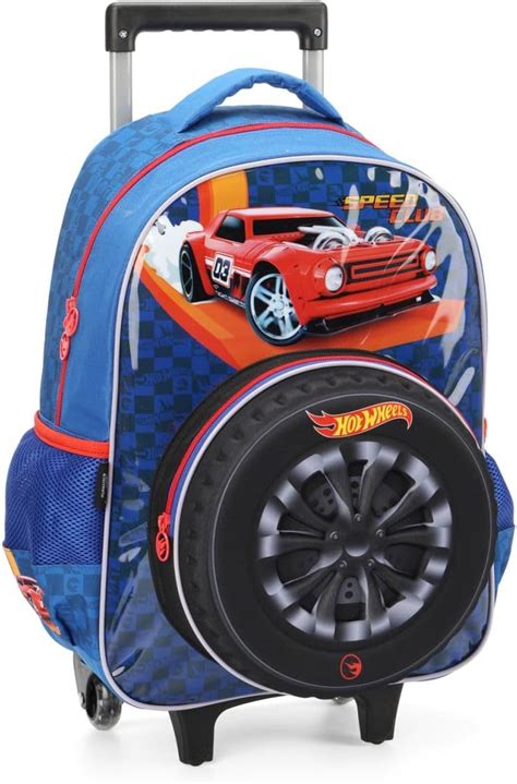 Mochila Escolar Infantil Rodinha Hot Wheels G Azul Luxcel Amazon Br