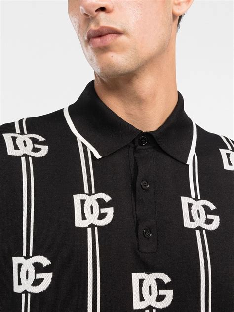 Dolce And Gabbana Logo Print Knitted Polo Shirt Farfetch