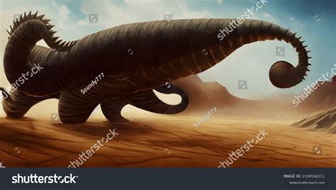 Giant Sandworm Raising Desert Depths Stock Illustration 2194566311