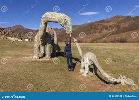 Tourists In The Valley Of Dinosaurs National Park Gorkhi Terelj