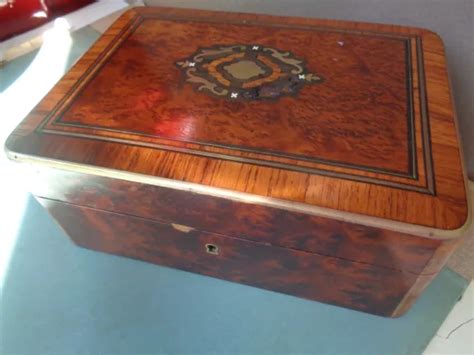 ANCIEN COFFRET BOITE A Bijoux En Bois Et Marqueterie Napoleon III EUR