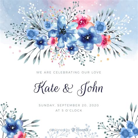 Free Vector Watercolor Floral Wedding Card Template