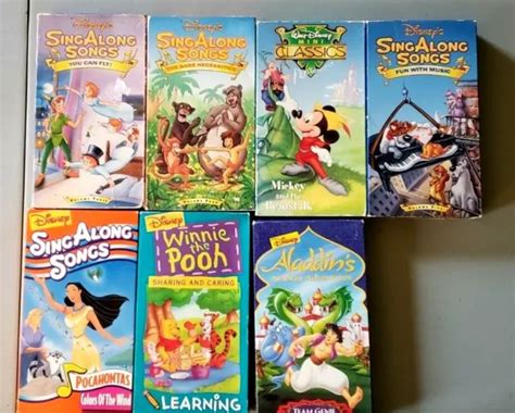 7 Disney Vhs Tapes Sing Alongs Aladdins Adventures Winnie And Pooh