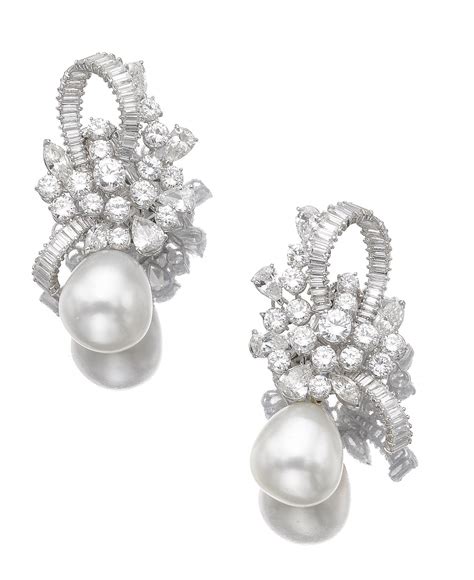 Pair Of Cultured Pearl And Diamond Ear Clips Sotheby S