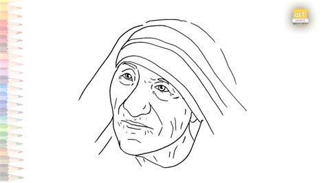 Mother Teresa Face Drawing How To Draw Mother Teresa Simply Step By