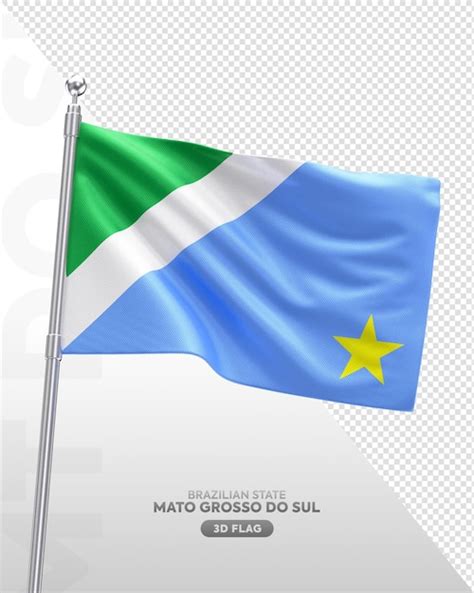 Premium Psd Realistic D Flag Of Mato Grosso Do Sul Brazilian State