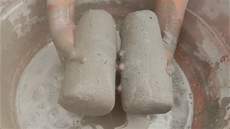 Reuse Pure Cement Cylinders Dusty Crumbling Dry Water Dip