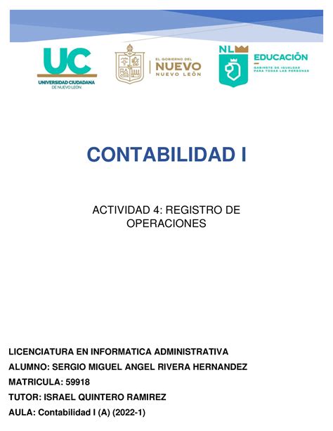 Contabilidad 1 Act4 Registro DE Operaciones Universidad Ciudadana De