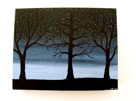 Starry Night in the Forest II Night Sky Painting Forest