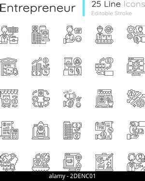 Professional Growth Linear Icons Set Development Advancement