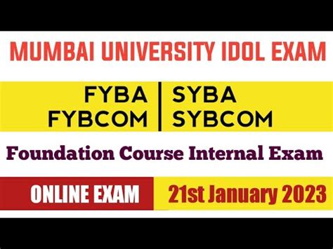 FYBA FYBCOM SYBA SYBCOM Foundation Course Internal Exam