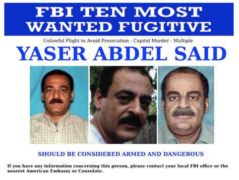 Fbi On Twitter Seeking Assistance Fbi Fugitive Yaser Abdel Said Has