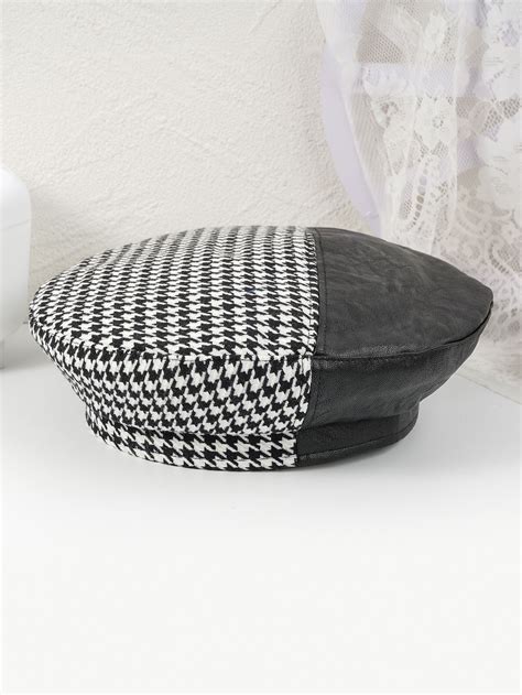 Houndstooth Pattern Beret Multicolor Women S Accessory