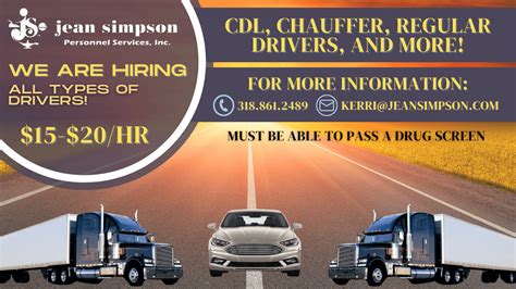 Calling All Types Of Drivers Shreveport Longview Jean Simpson Personnel Services