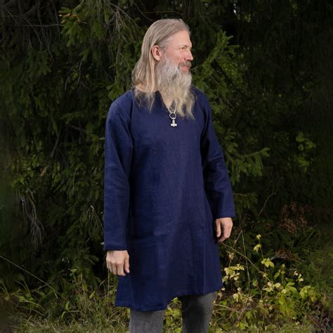 Viking Linen Tunic Dark Blue Grimfrost