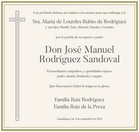 José Manuel Rodríguez Sandoval Obituario Esquela