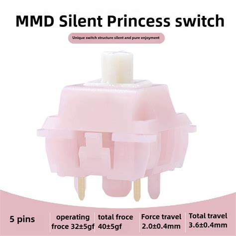 MMD Silent Princess Switch 32g Linear 5 Pins POM Hot Swappable Factore Prelubed Customize For