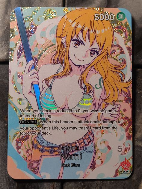 One Piece Nami Op Leader Card Full Art Borderless Holographic