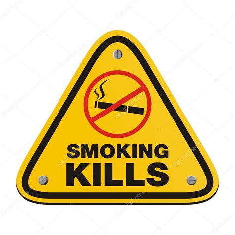 Smoking Kills Yellow Sign Triangle Sign Stock Vector Image By