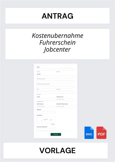 Vorlage Antrag Kosten Bernahme F Hrerschein Jobcenter