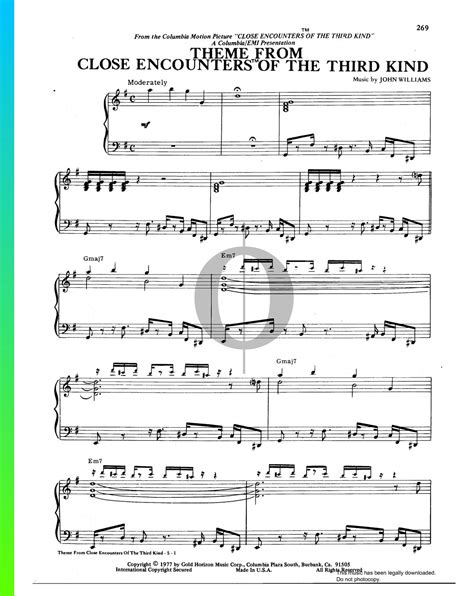 Close Encounters Of The Third Kind Theme Piano Sheet Music From Close